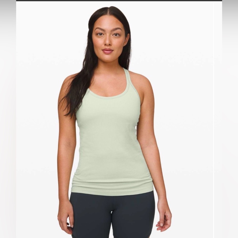 Lululemon Ebb to Street Tank Top Cropped Green Arctic Mint Size 6